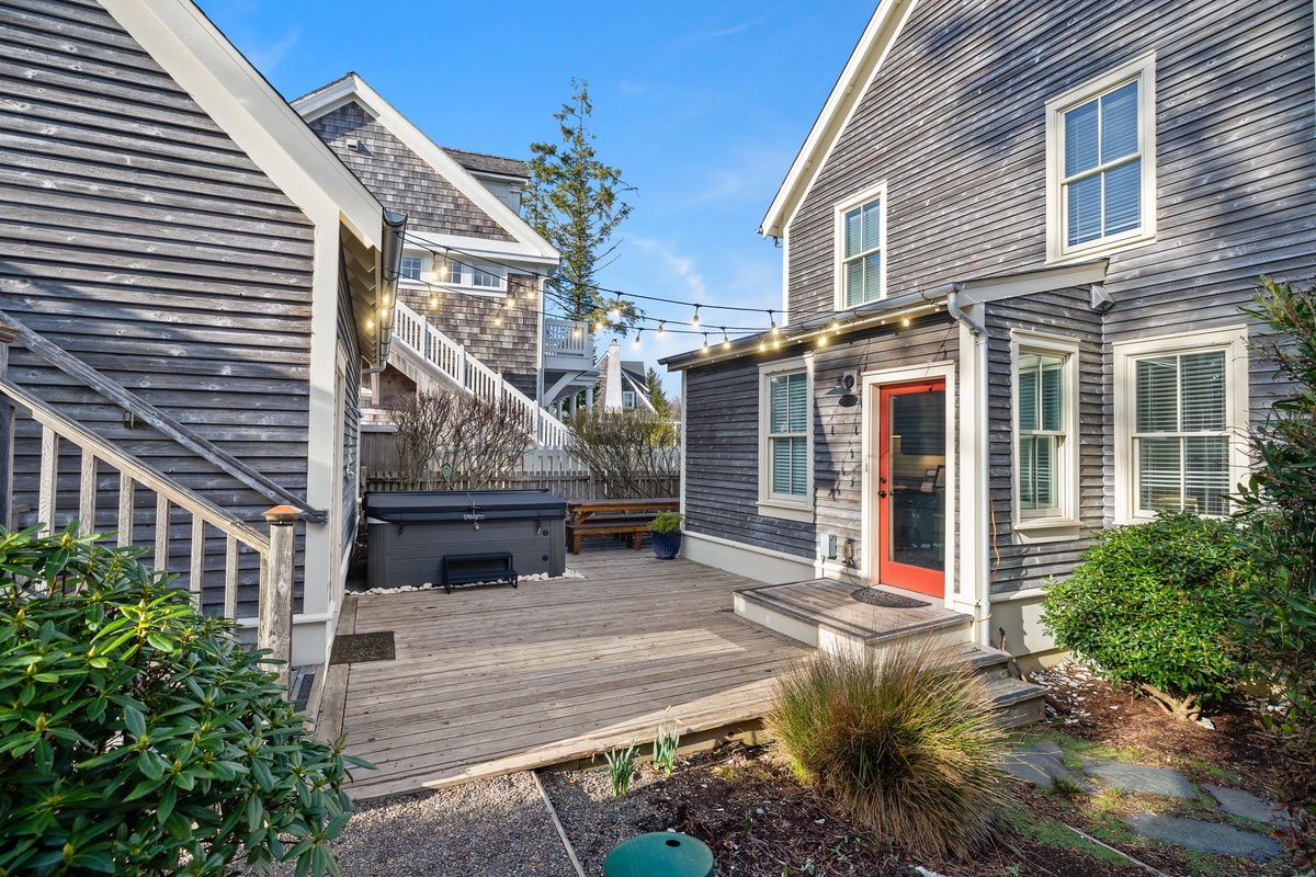 back deck with hot tub