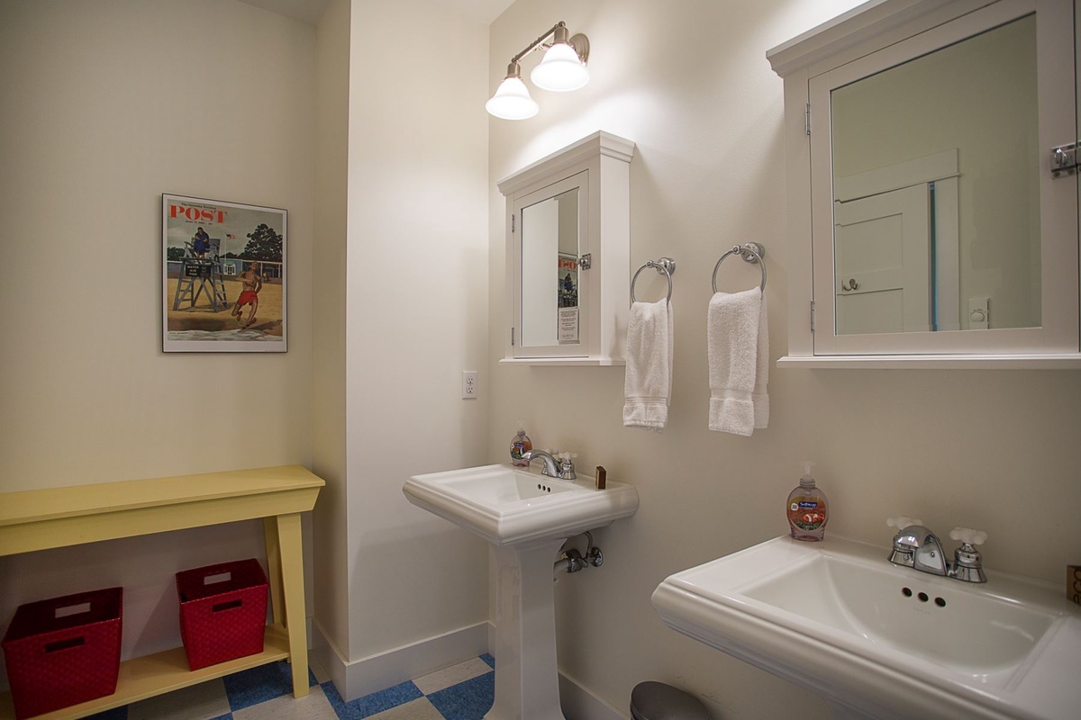 Second floor bathroom is designed for comfort and ease during your stay