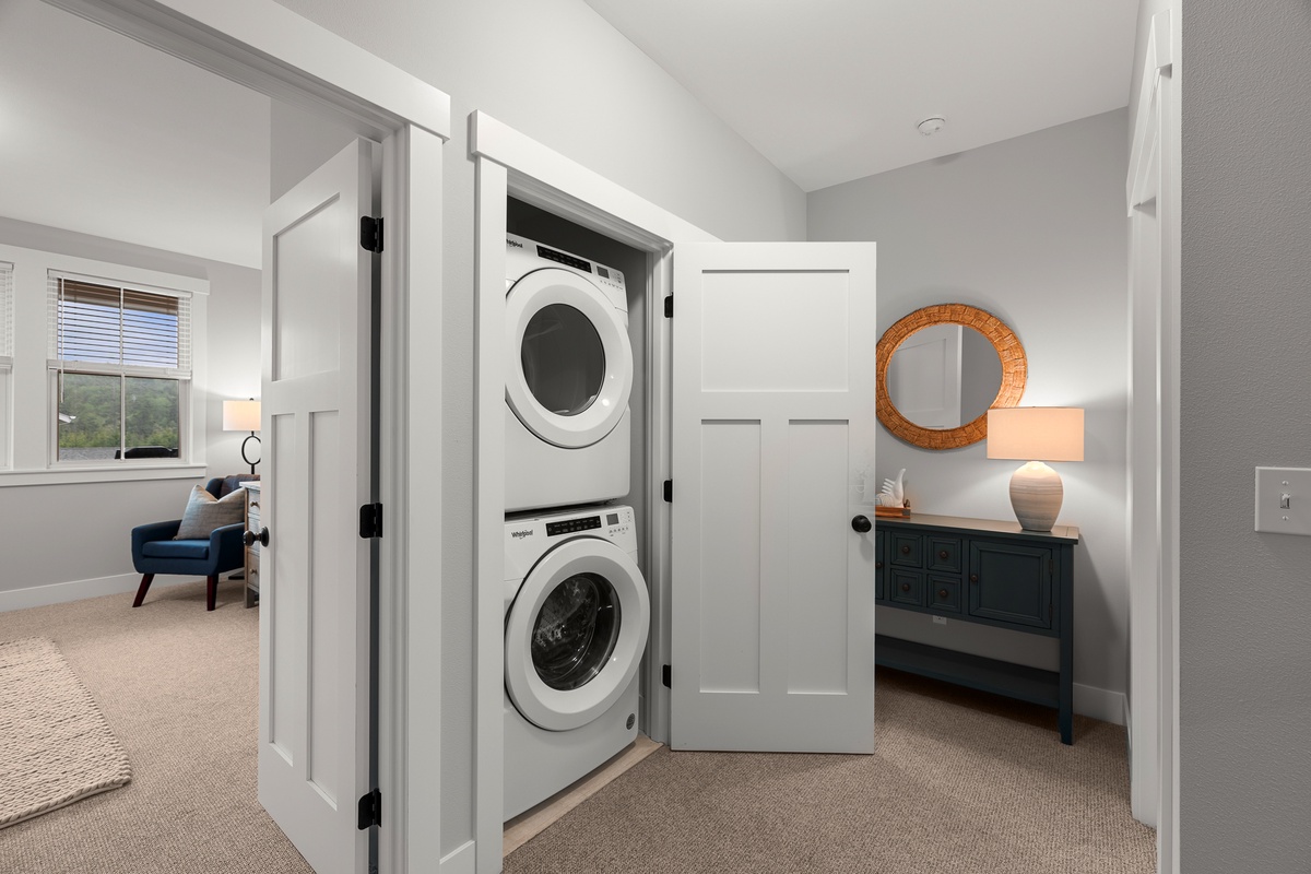 Tour This Sunny, Storage-Packed, White and Blue Laundry Room