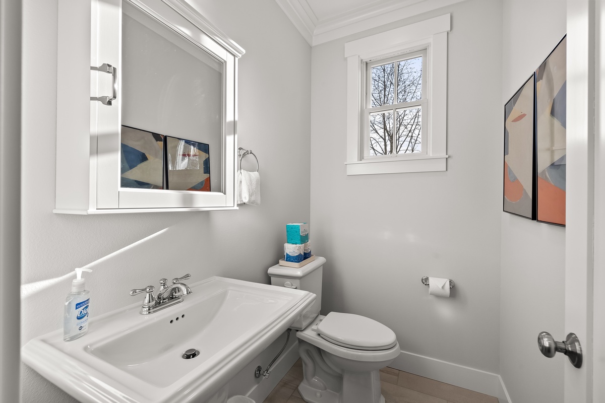 Half bathroom conveniently located on the main floor