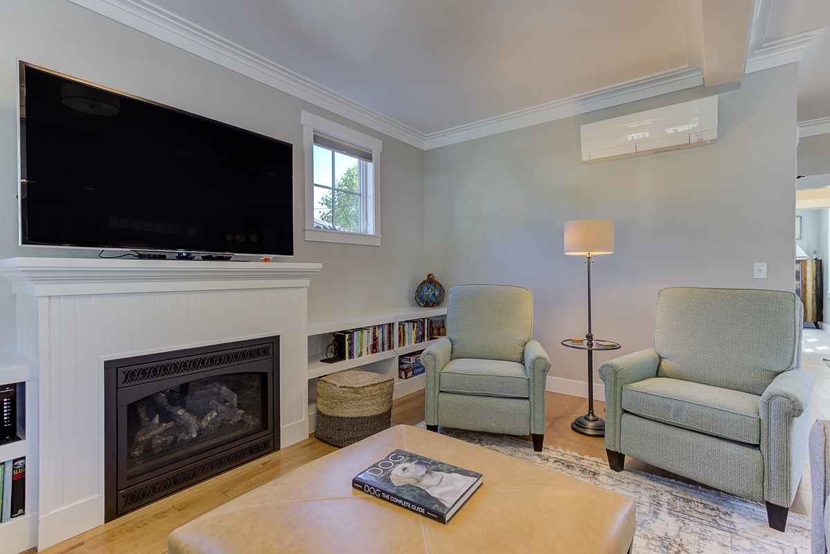 Enjoy the fireplace while watching your favorite shows