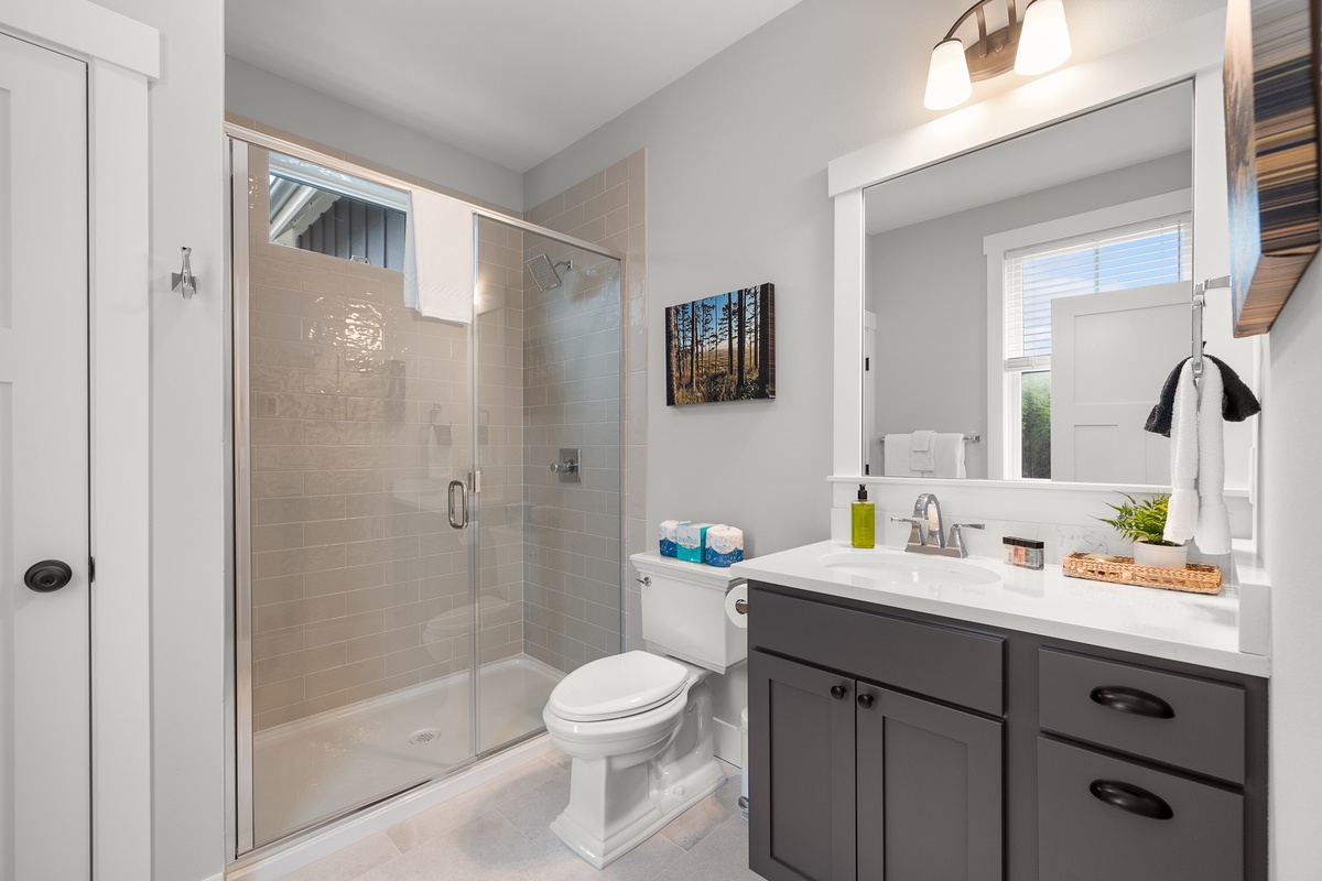 Bright ensuite bathroom with walk-in shower