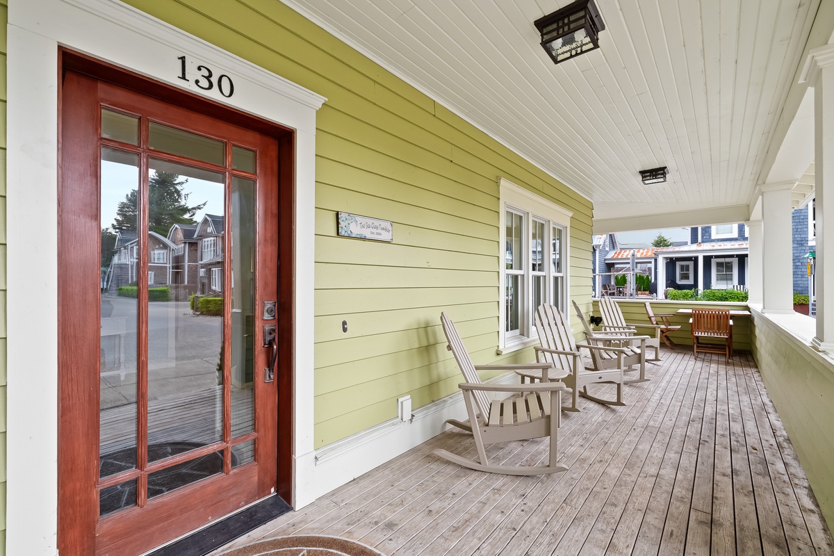 Covered front porch facing Meriweather Square