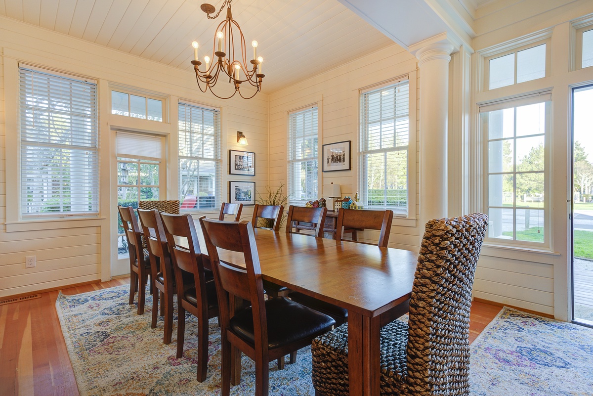 dining room with view of the park