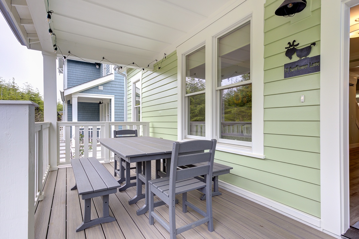 Dine outdoors on the covered front porch