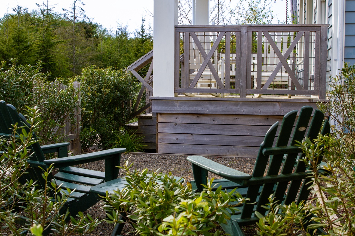 Adirondack chairs in side yard