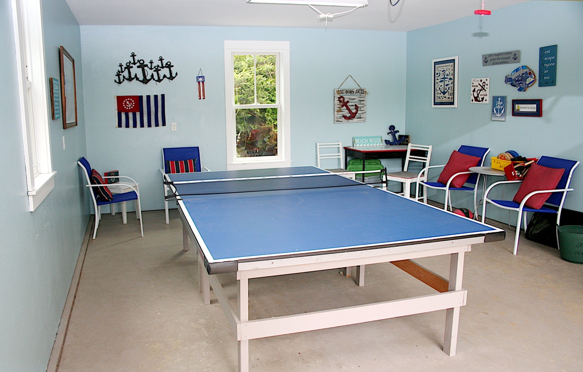 Play a game of ping pong in the garage