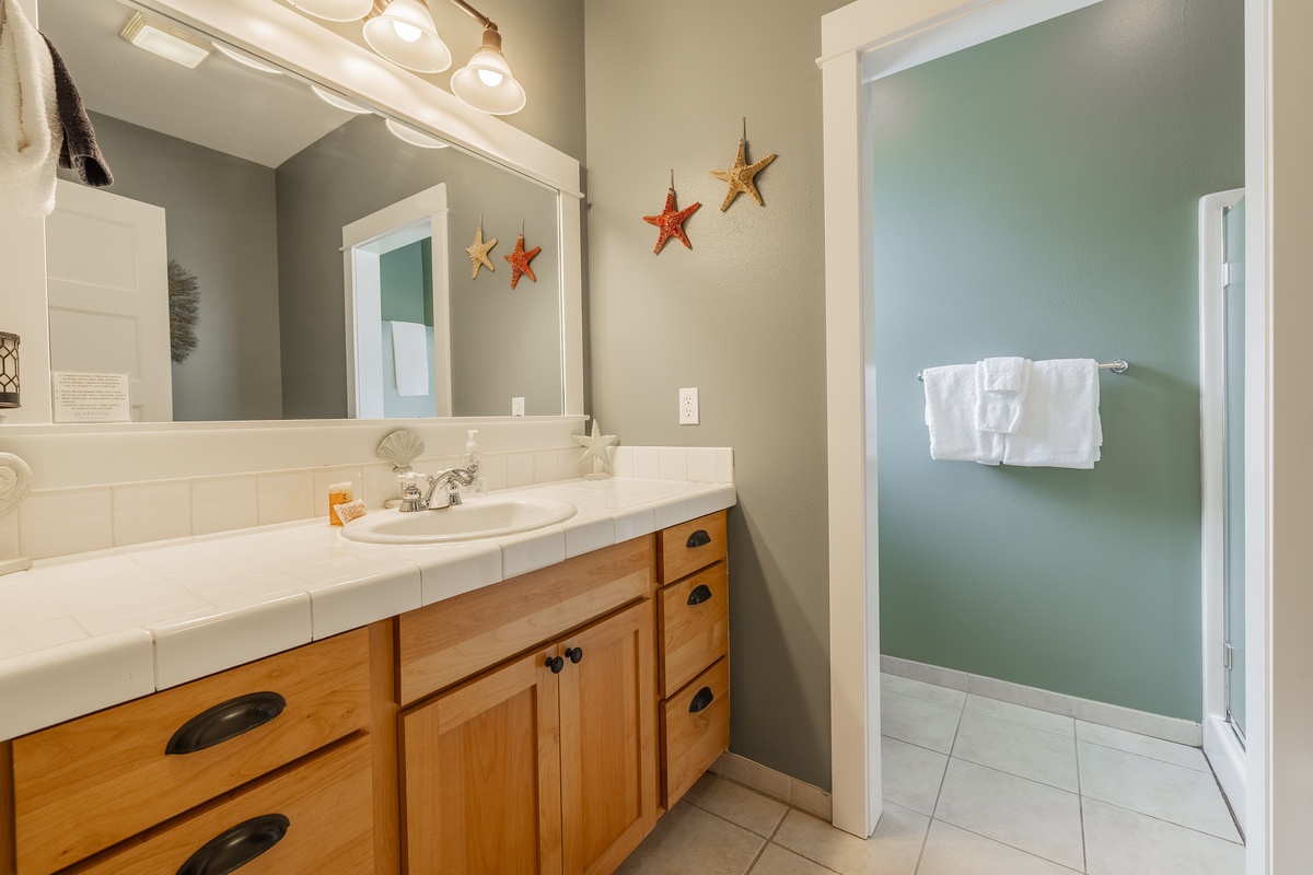 Plenty of space in the ensuite for all your stuff