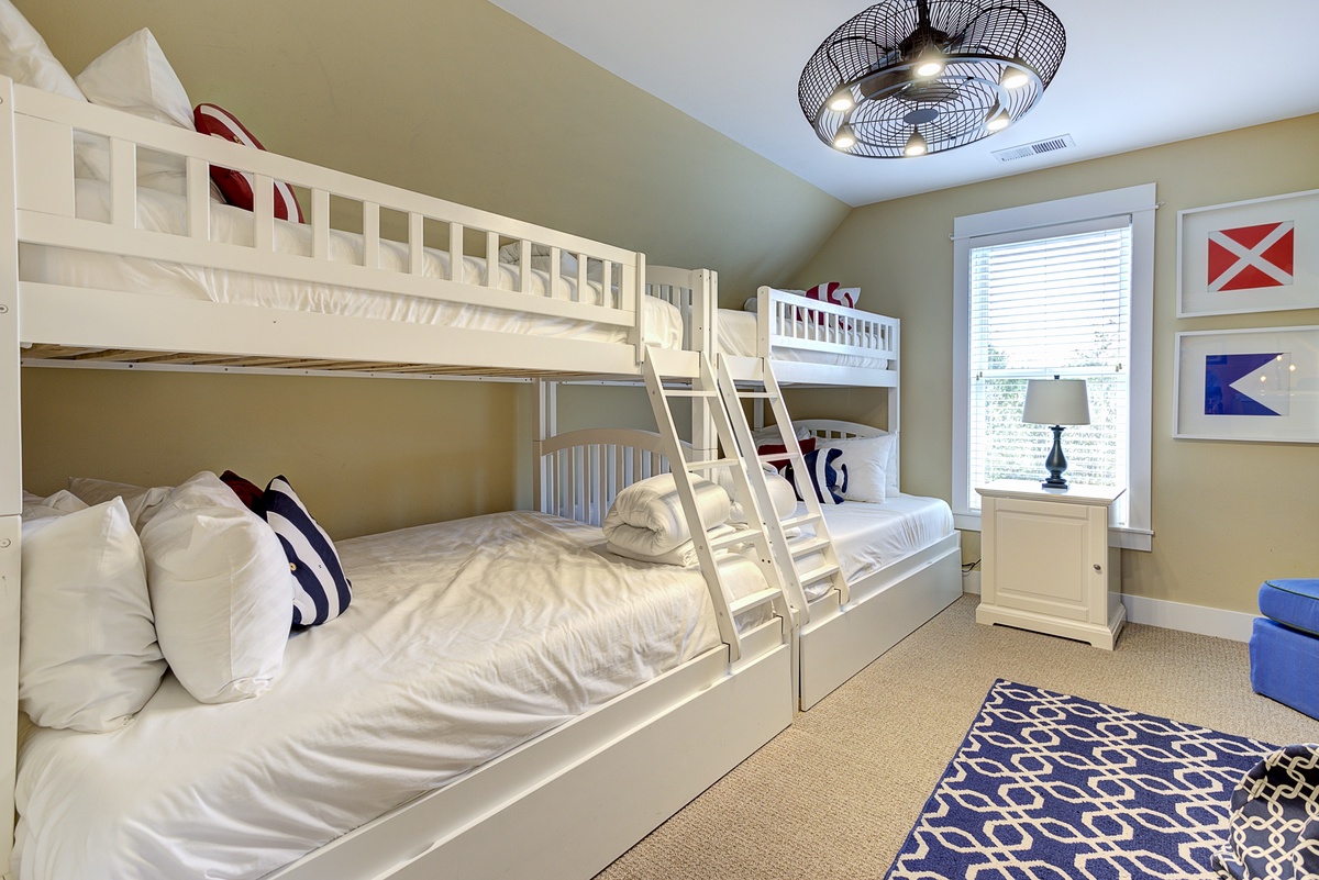Open bunk room on top floor is perfect for kids of all ages