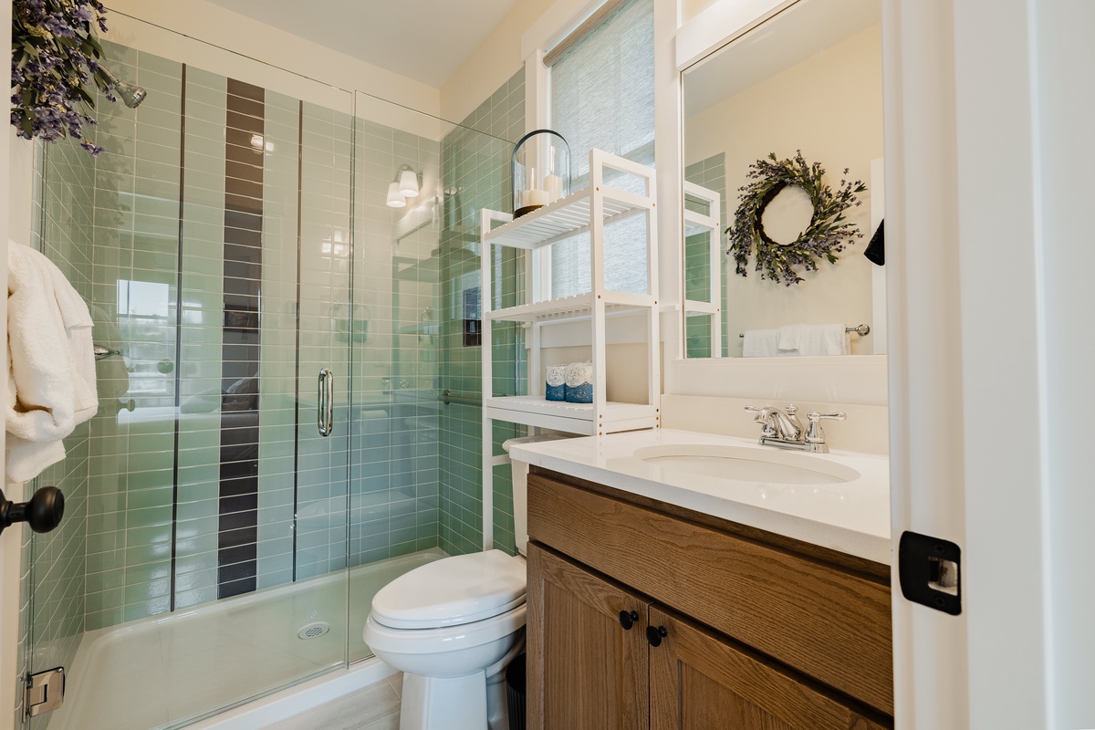 Ensuite bathroom is a spa-like retreat