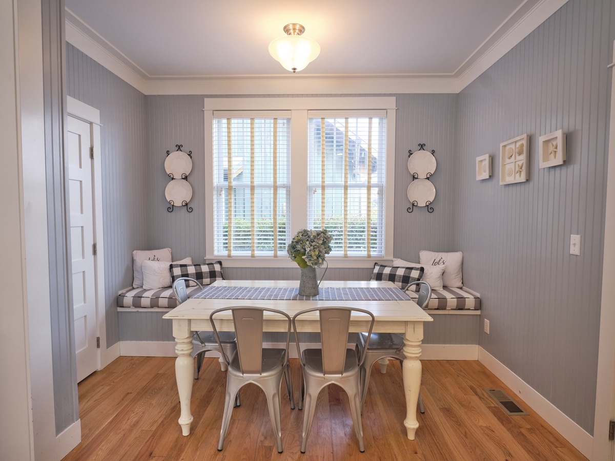 Breakfast nook is perfect for quick meals or playing games