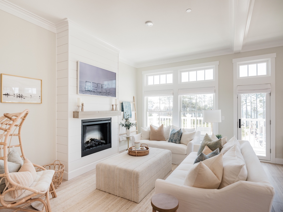 The Beach Loft Living Room Fireplace