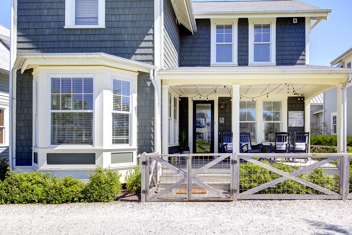 The covered porch is great for sunny afternoons