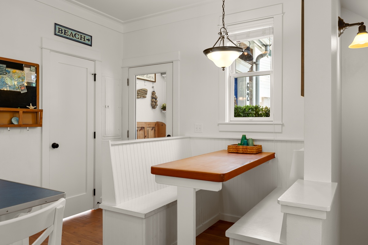 Dining table with built-in bench seating