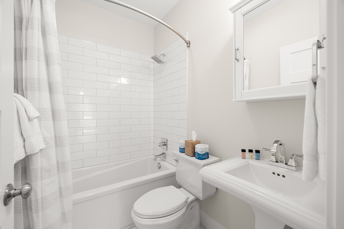 full guest bathroom with heated floors