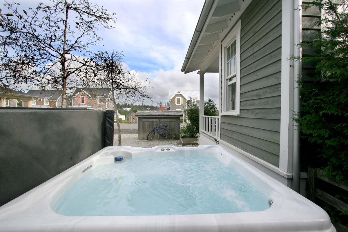 Relax in the private hot tub