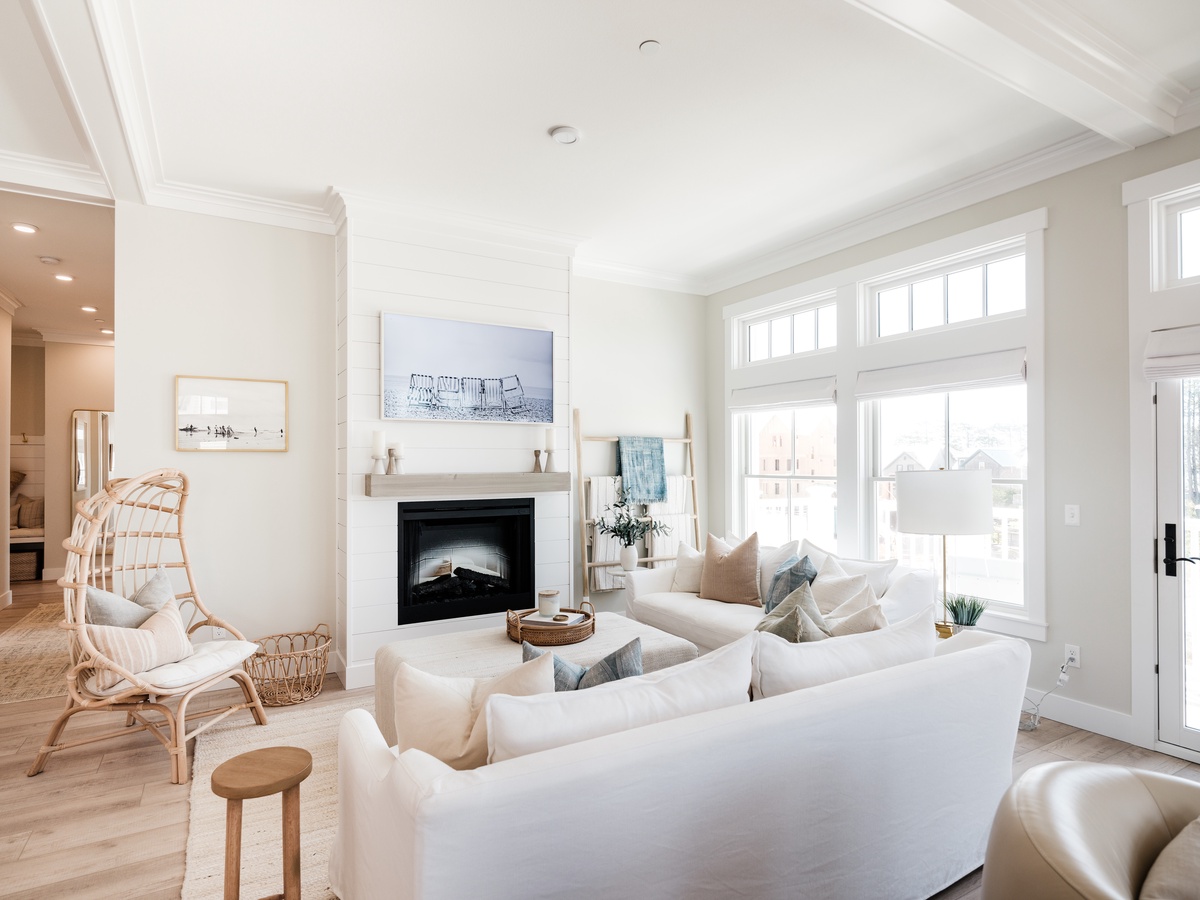 The Beach Loft Living Room Fireplace