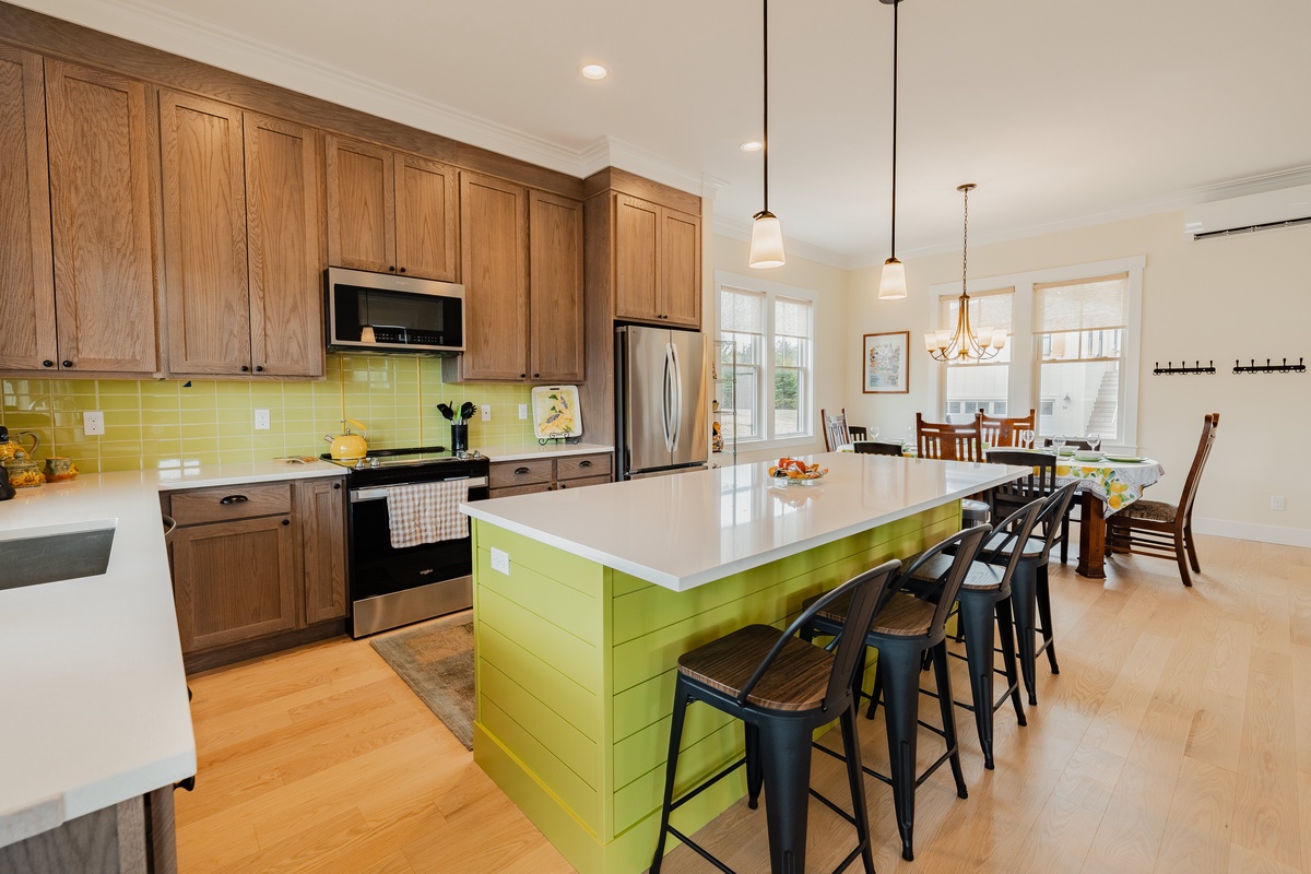 Kitchen island is perfect for meal prep, casual dining and great conversation