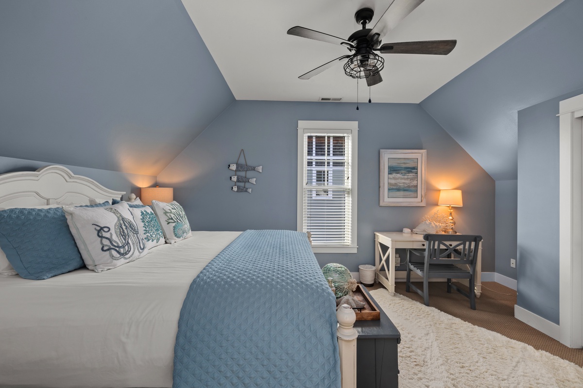 guest bedroom with desk