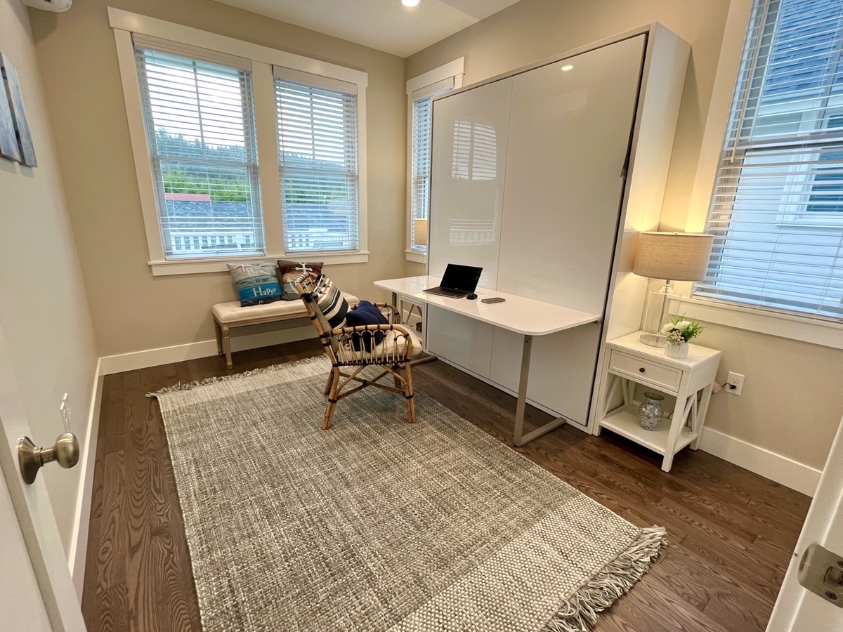 Built for sleeping or working, stow the Murphy bed to reveal a desk
