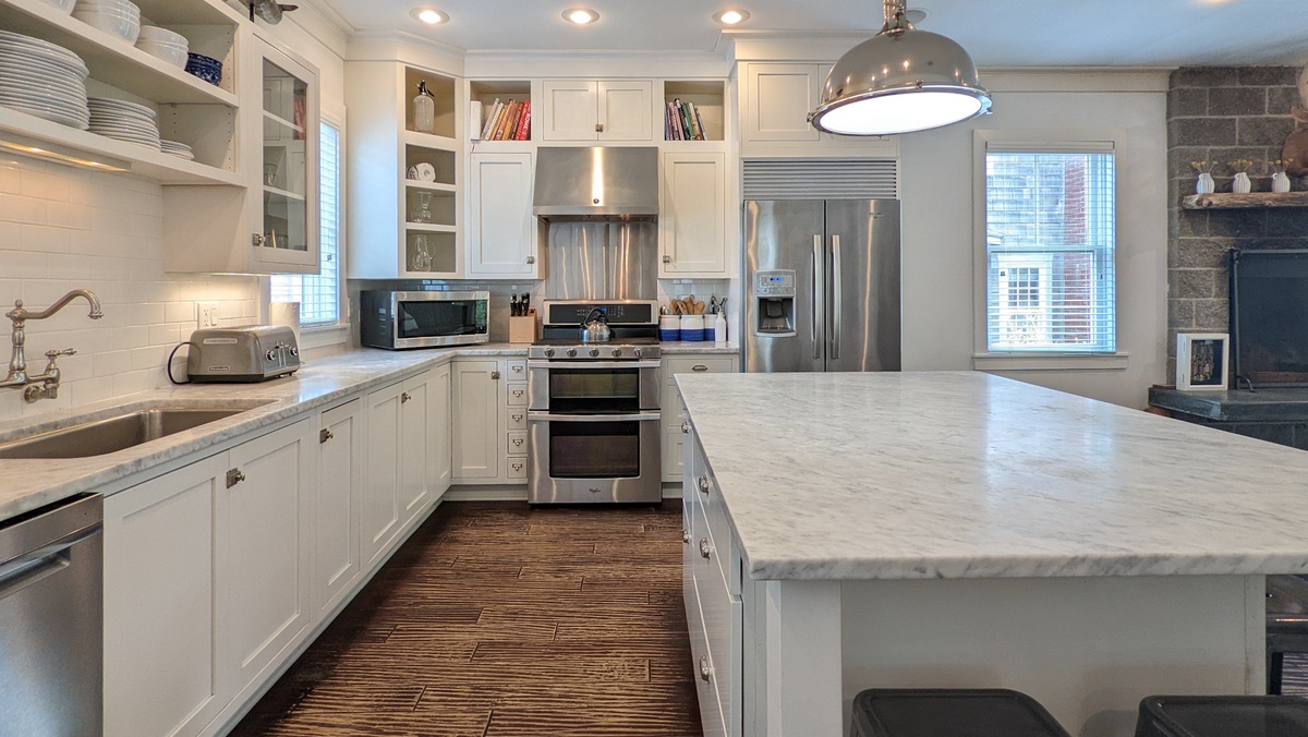 Step through the entry to the spacious kitchen