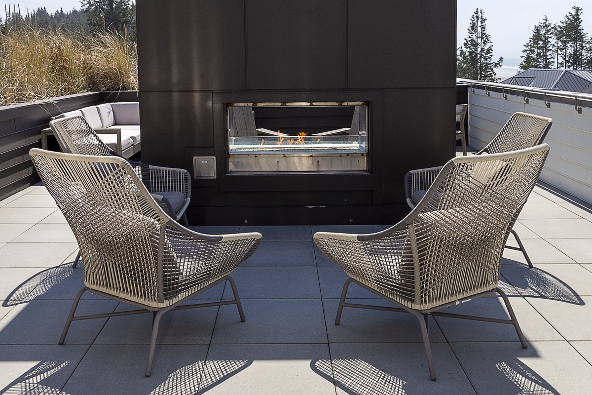 double-sided outdoor fireplace