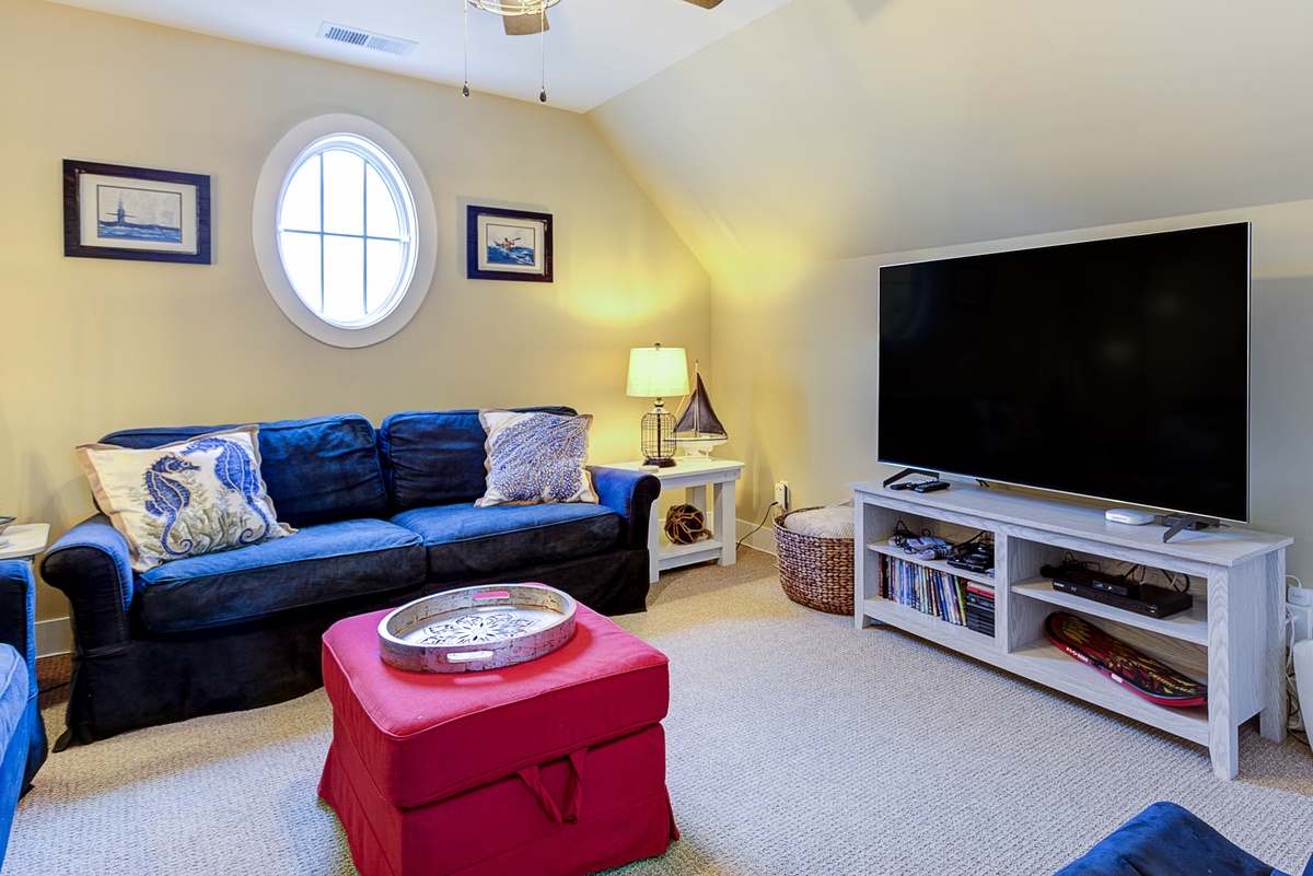 Top floor media room is perfect for family movie night