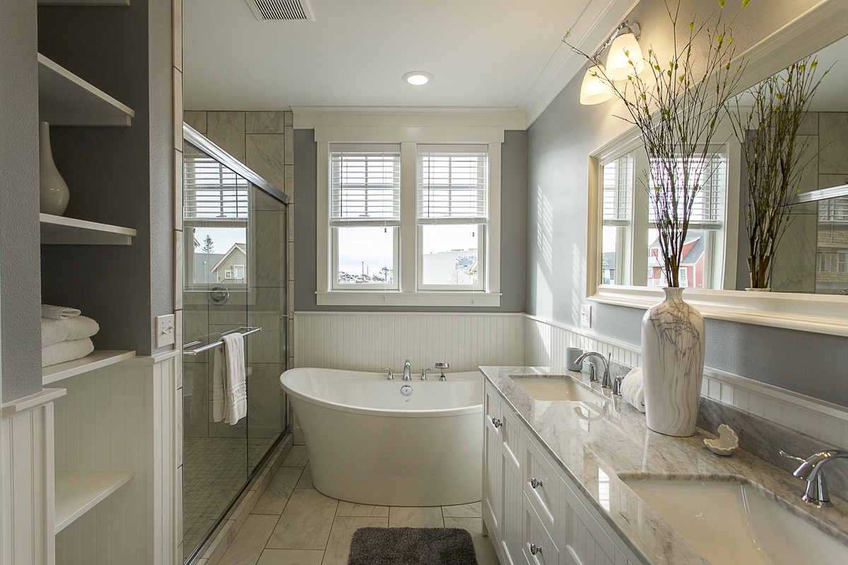 Refresh in the luxurious soaking tub and large ensuite