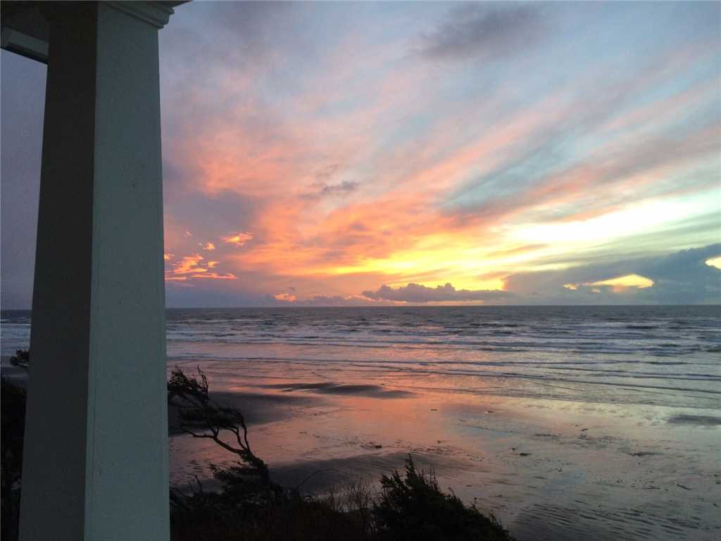 Sunset view from front porch of main home