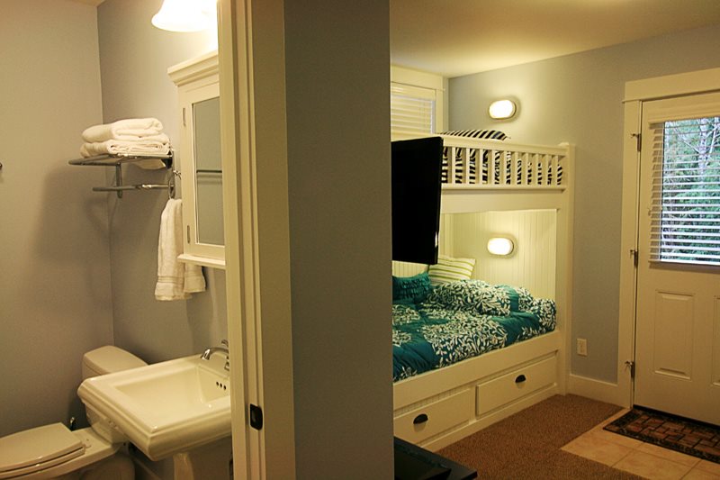 Shared bathroom and bunk room