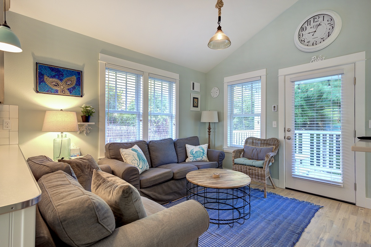 Living room and door to balcony