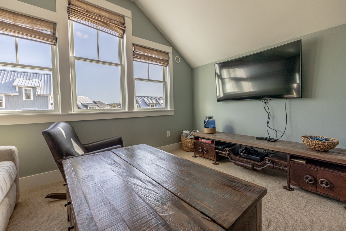 Upstairs media room with TV