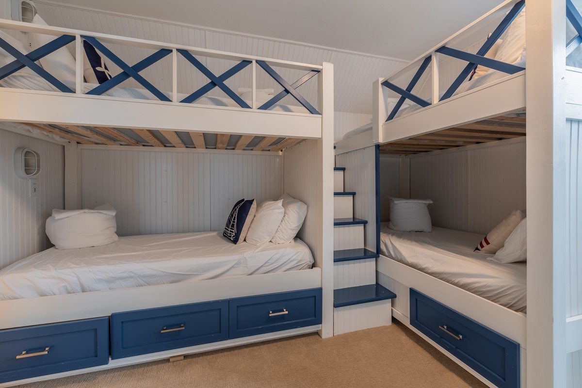 The bunk beds are perfect for kids and guests alike