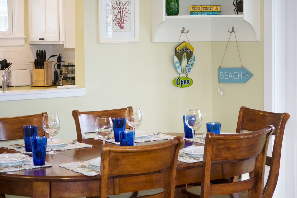 Dining table is perfect for meals, board games and laughter