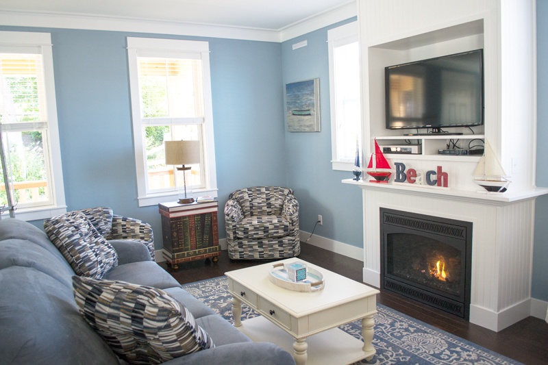 Living room with fireplace and flat screen t.v.