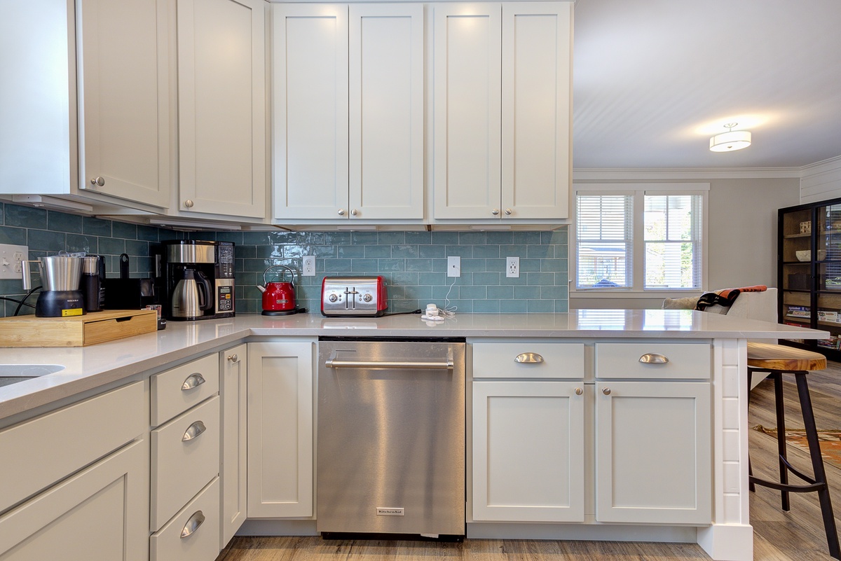 Kitchen is open to the living and dining rooms