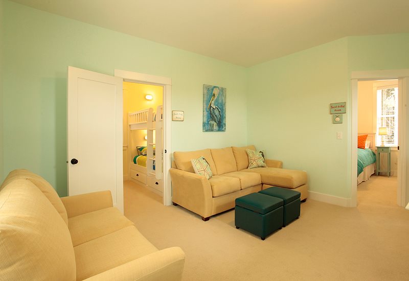 Upper Level Media Room looking into Beachy Bunk Room & Sand Dollar Room