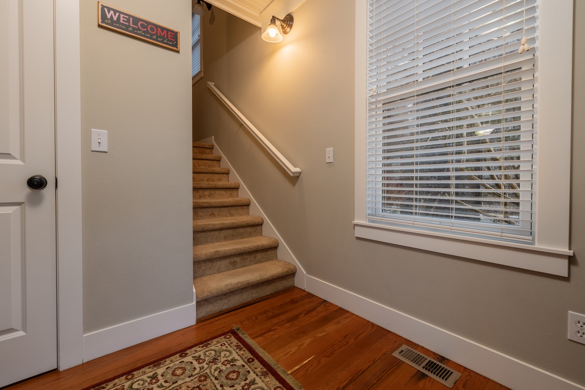 Stairs up to bedrooms