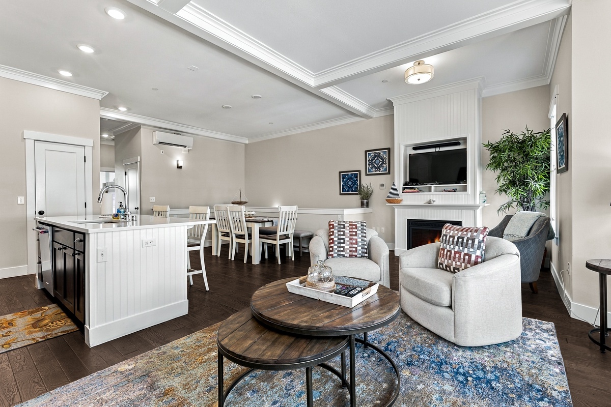 Living room and dining area
