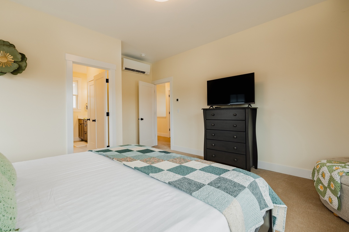 Keep up on your favorite shows, the king bedroom has a smart TV