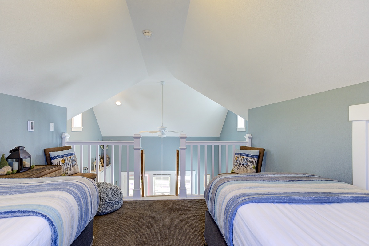 Twin beds in loft