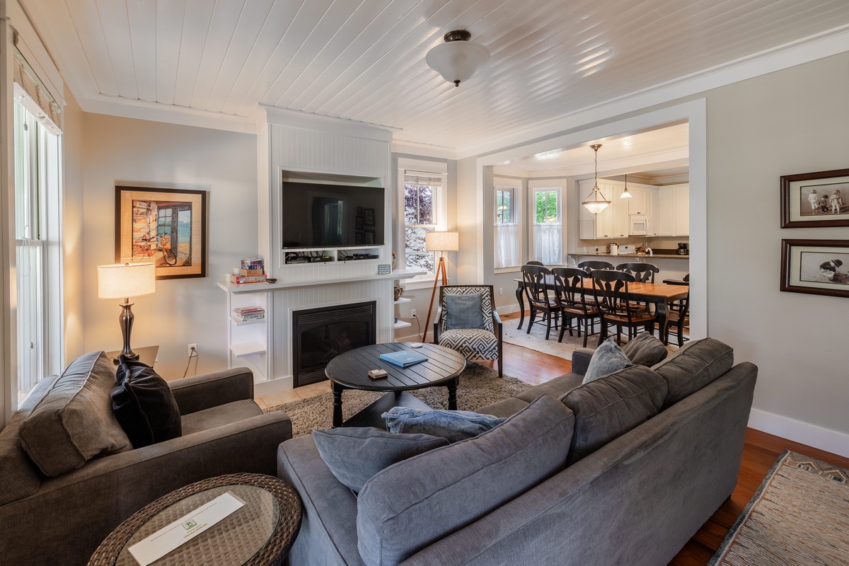 The open-concept living welcomes you from the front door