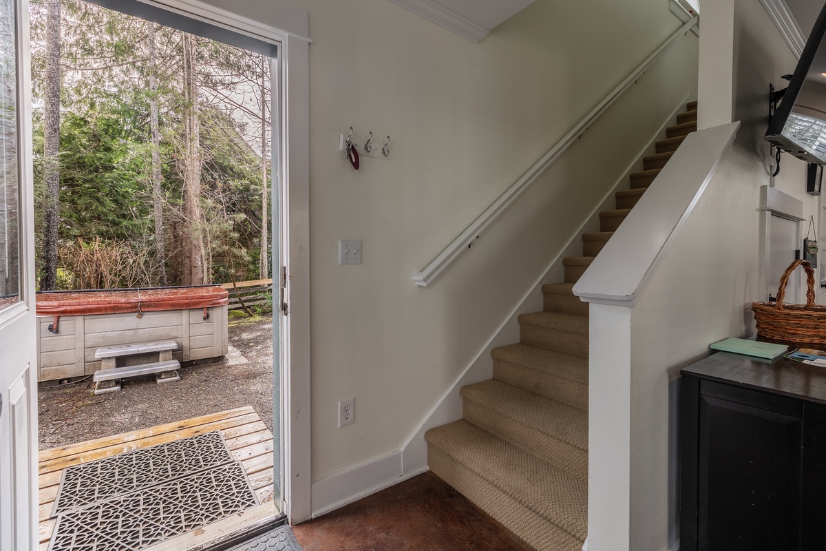 Head upstairs to bedrooms after a fun day on the beach