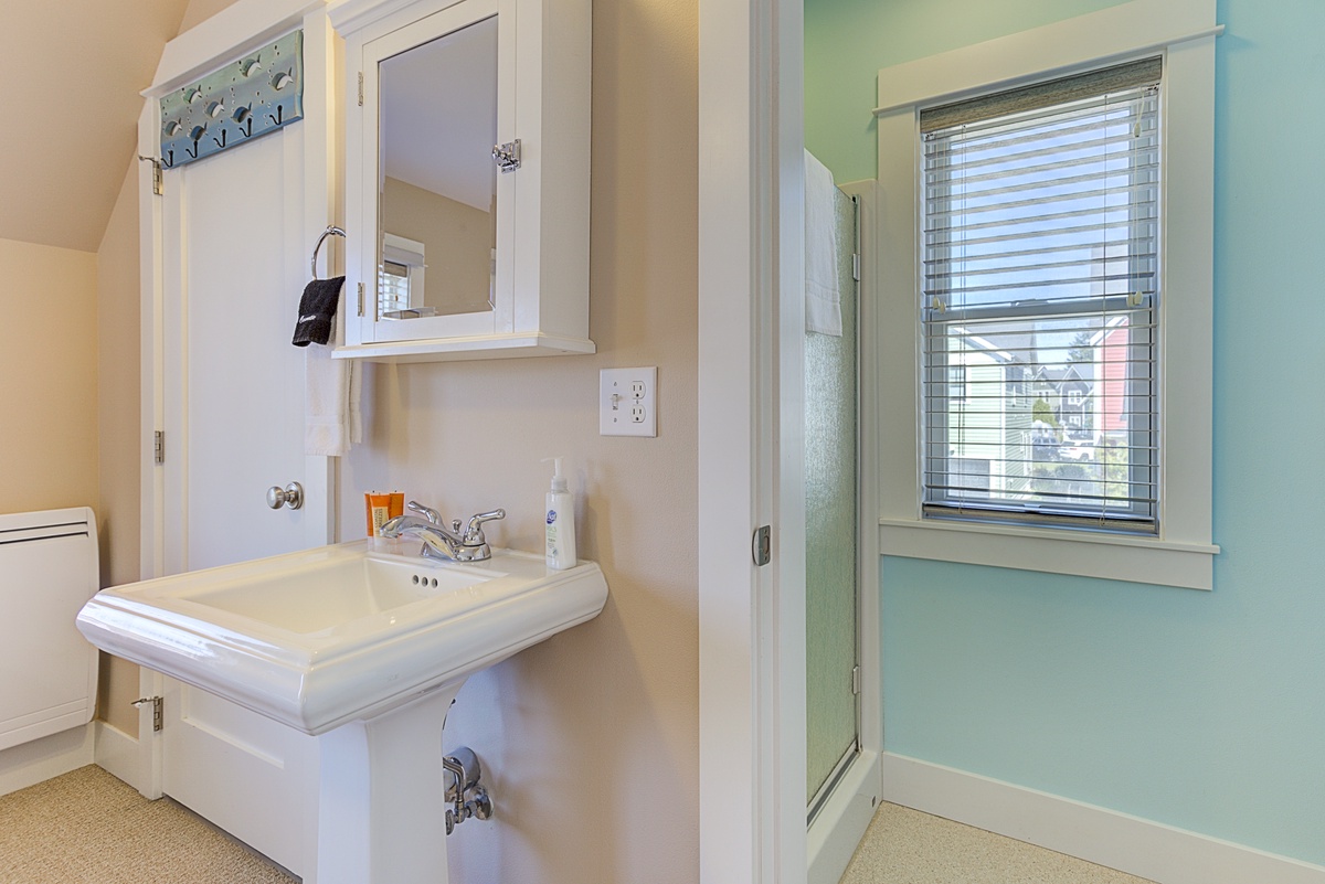 Top floor bathroom with shower