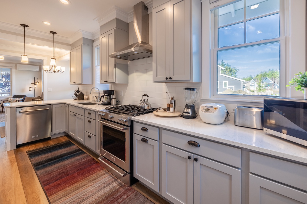 Spacious kitchen has room enough for the whole family to cook together
