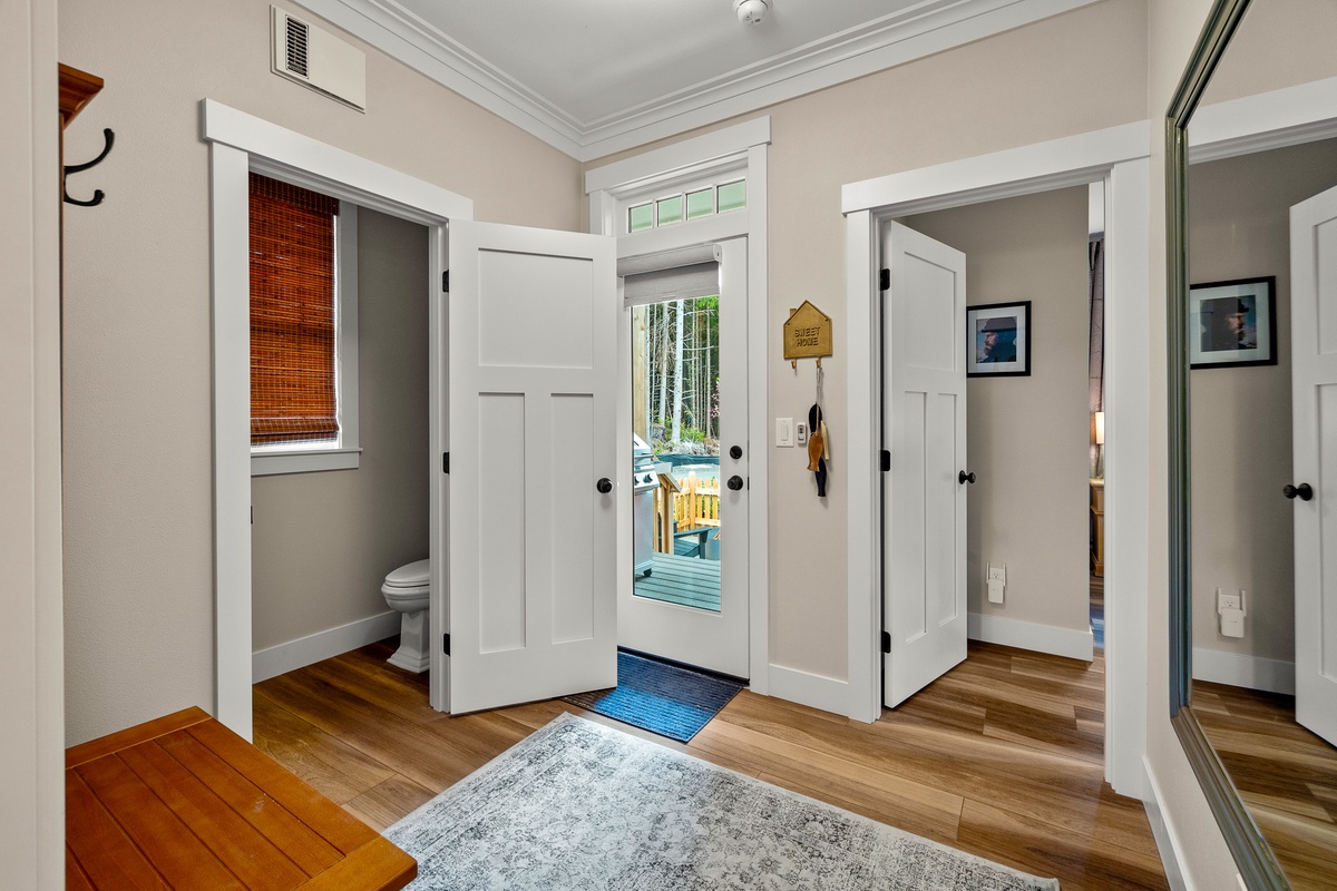 Mudroom with backyard access