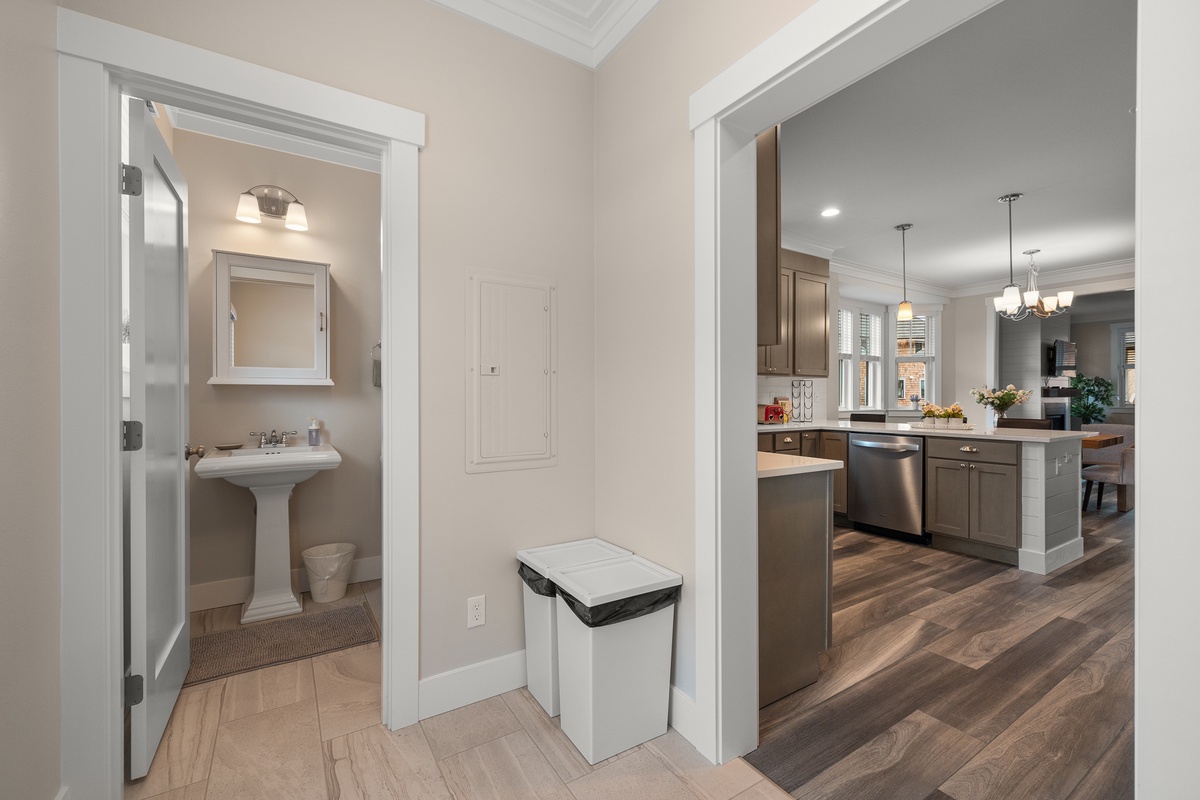 The mudroom leads to kitchen