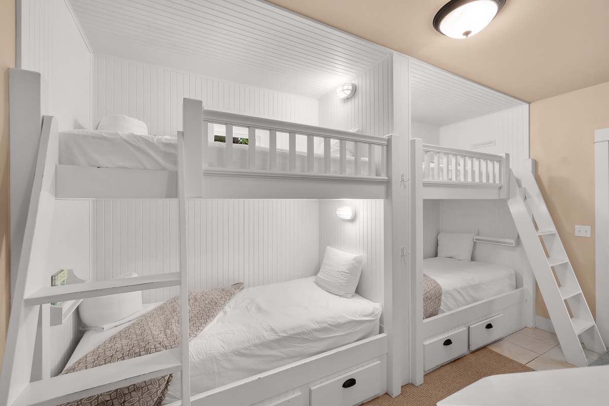 Recharge in the extra long built-in bunk beds