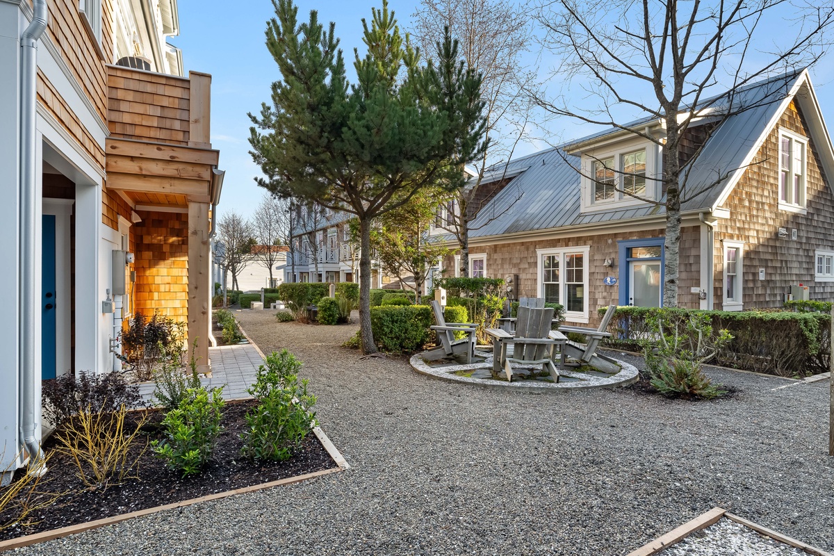 Community firepit in the courtyard