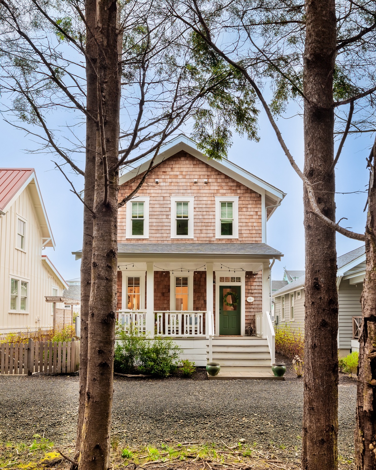 Front of the home faces the forest